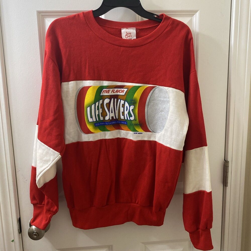 Vtg 80's Lifesavers Candy Jane Colby Sweater 1987 Fun Pop Throwback Club M